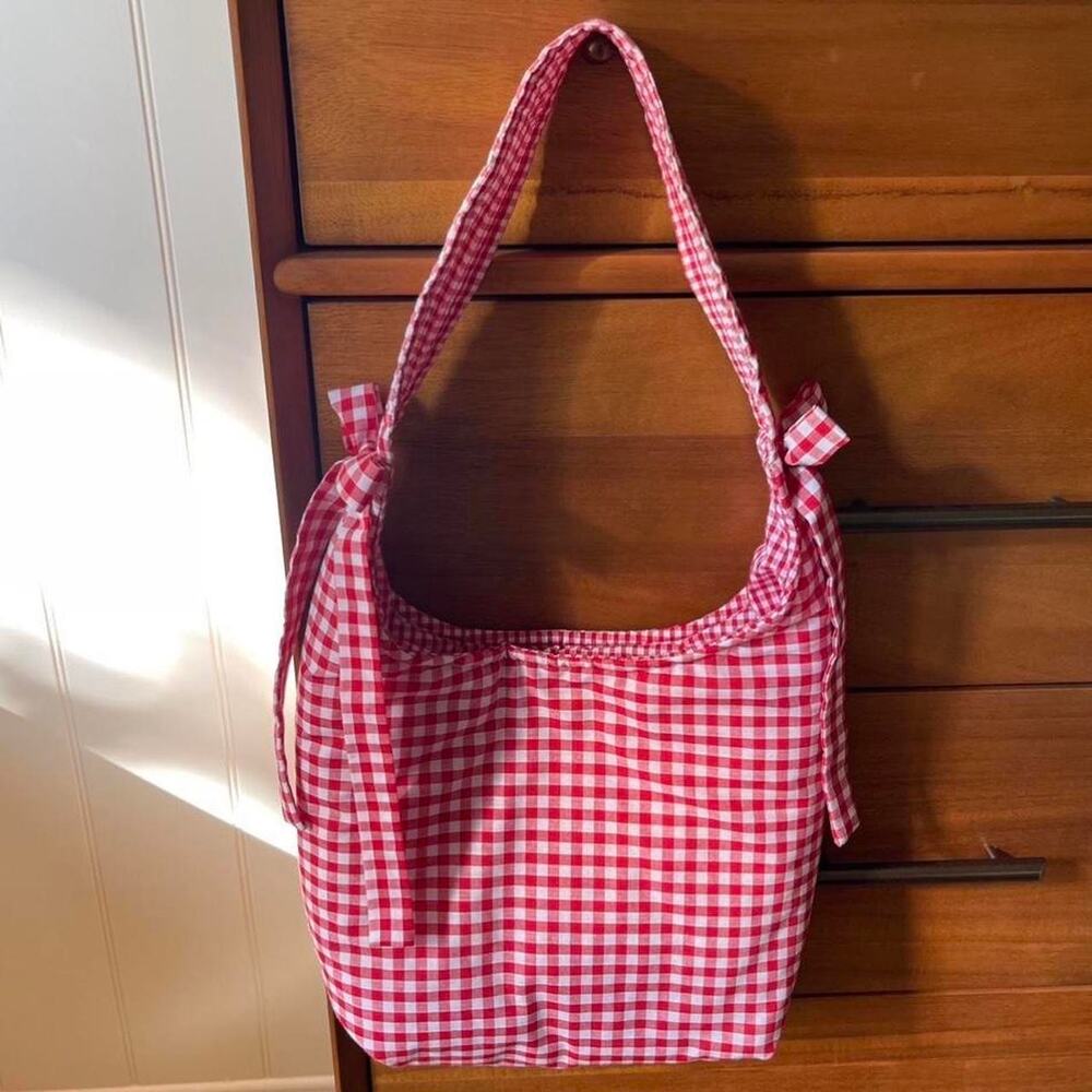 Fayestudios Handmade Gingham Bow Bag Red White Check Purse UK 🎀
